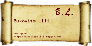 Bukovits Lili névjegykártya